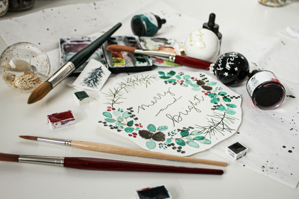 Aquarell & Lettering | Weihnachtsgrüße