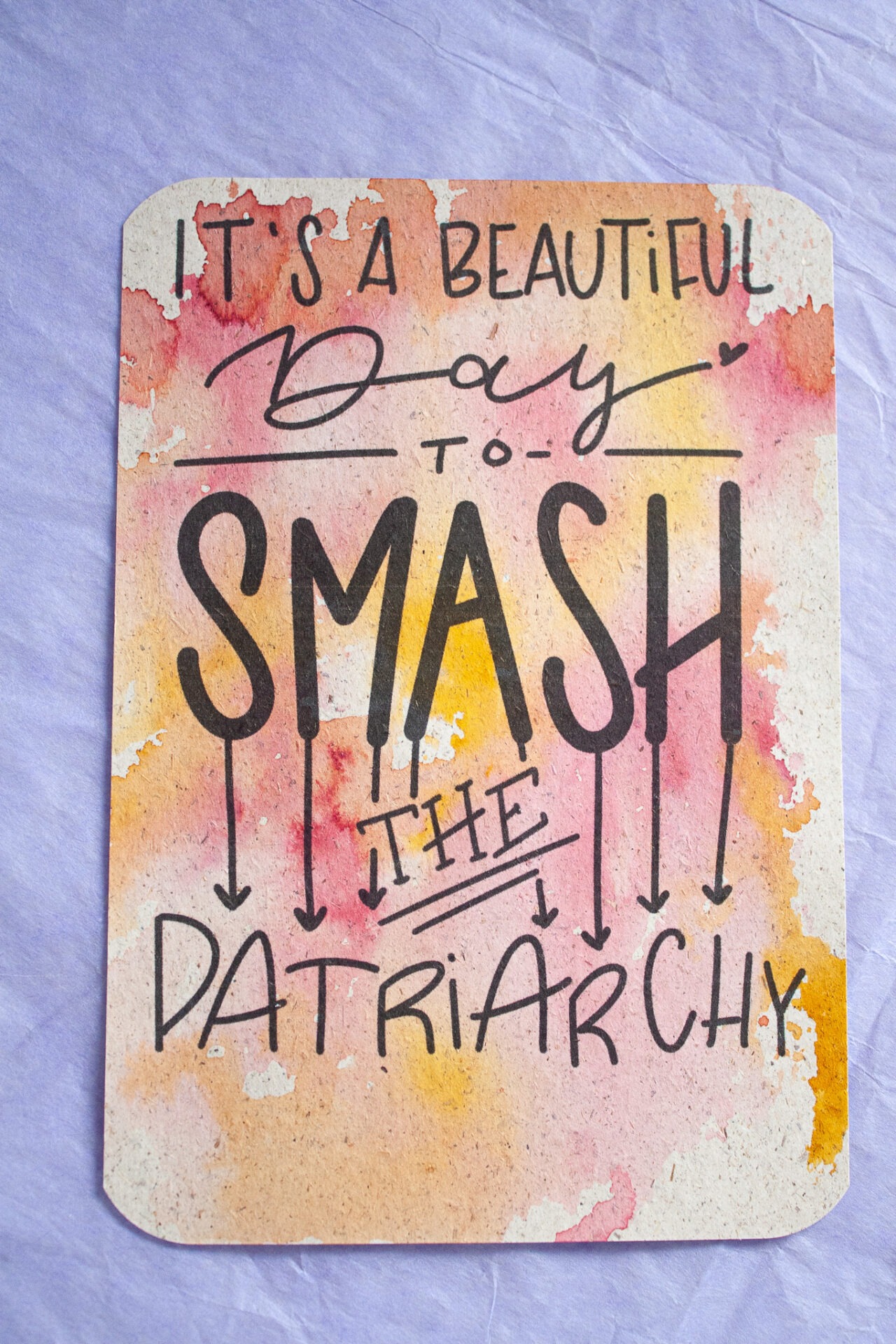 Smash the Patriarchy Karte - Lettering auf aquarelliertem Hintergrund, gestaltet von Frau Feierlich
